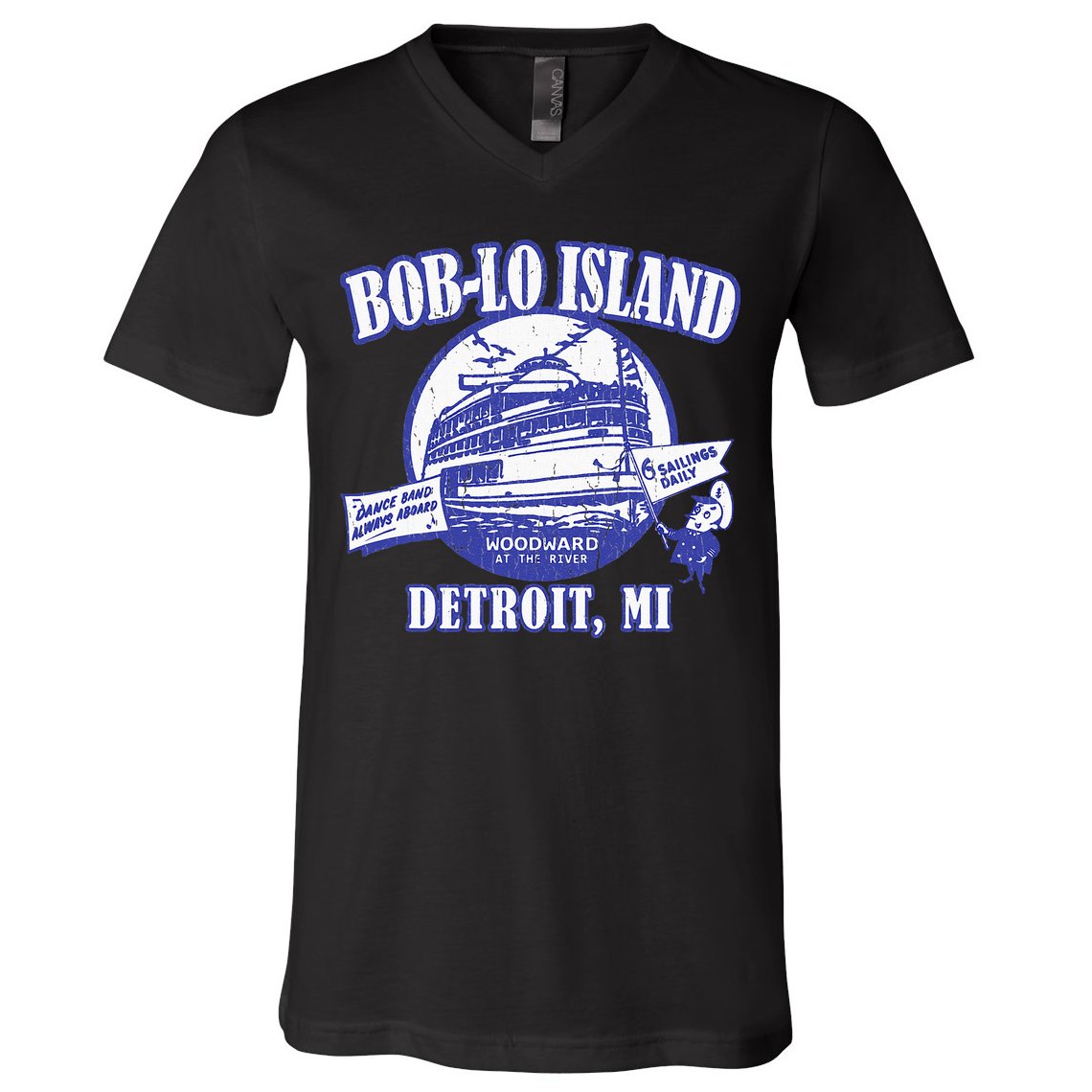 Boblo Island (Vintage Look) Detroit Michigan V-Neck T-Shirt