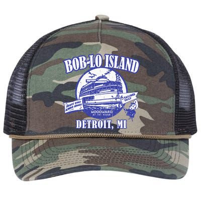 Boblo Island (Vintage Look) Detroit Michigan Retro Rope Trucker Hat Cap