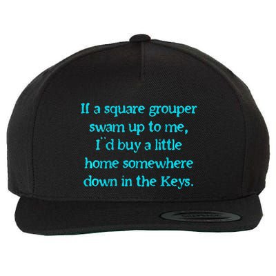 Bone Island Vibes Square Grouper Wool Snapback Cap
