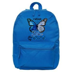 Butterfly I Wear Blue For Mom Mom Colon Cancer Awareness Gift 16 in Basic Backpack