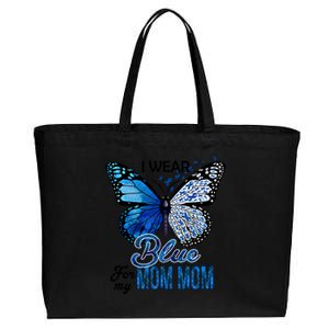 Butterfly I Wear Blue For Mom Mom Colon Cancer Awareness Gift Cotton Canvas Jumbo Tote