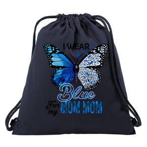 Butterfly I Wear Blue For Mom Mom Colon Cancer Awareness Gift Drawstring Bag