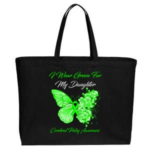 Butterfly I Wear Green For My Daughter Cerebral Palsy Funny Gift Cotton Canvas Jumbo Tote