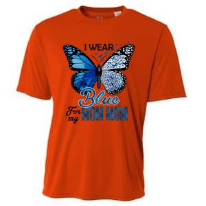 Butterfly I Wear Blue For Mom Mom Colon Cancer Awareness Gift Cooling Performance Crew T-Shirt