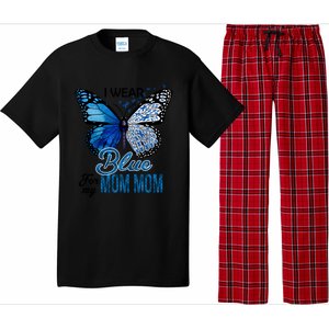 Butterfly I Wear Blue For Mom Mom Colon Cancer Awareness Gift Pajama Set