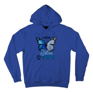 Butterfly I Wear Blue For Mom Mom Colon Cancer Awareness Gift Hoodie