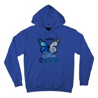 Butterfly I Wear Blue For Mom Mom Colon Cancer Awareness Gift Hoodie