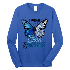 Butterfly I Wear Blue For Mom Mom Colon Cancer Awareness Gift Long Sleeve Shirt