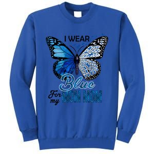 Butterfly I Wear Blue For Mom Mom Colon Cancer Awareness Gift Sweatshirt