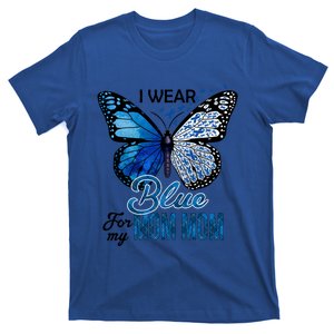 Butterfly I Wear Blue For Mom Mom Colon Cancer Awareness Gift T-Shirt