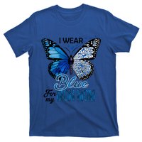 Butterfly I Wear Blue For Mom Mom Colon Cancer Awareness Gift T-Shirt