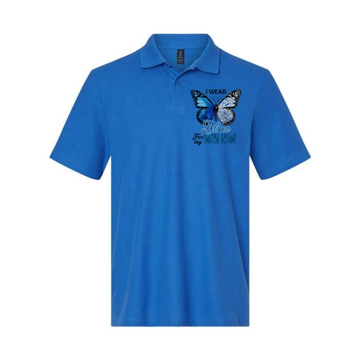 Butterfly I Wear Blue For Mom Mom Colon Cancer Awareness Gift Softstyle Adult Sport Polo