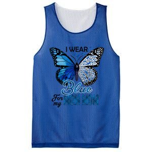 Butterfly I Wear Blue For Mom Mom Colon Cancer Awareness Gift Mesh Reversible Basketball Jersey Tank