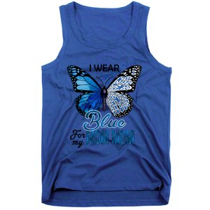 Butterfly I Wear Blue For Mom Mom Colon Cancer Awareness Gift Tank Top