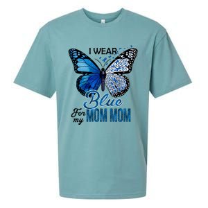 Butterfly I Wear Blue For Mom Mom Colon Cancer Awareness Gift Sueded Cloud Jersey T-Shirt