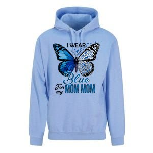 Butterfly I Wear Blue For Mom Mom Colon Cancer Awareness Gift Unisex Surf Hoodie