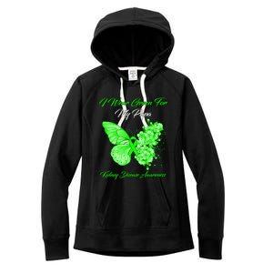 Butterfly I Wear Green For My Papa Ney Disease Awareness Gift Women's Fleece Hoodie