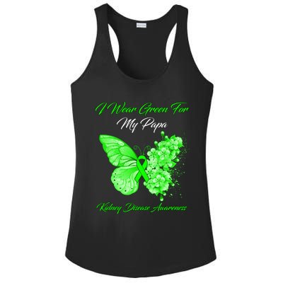 Butterfly I Wear Green For My Papa Ney Disease Awareness Gift Ladies PosiCharge Competitor Racerback Tank