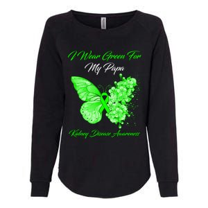 Butterfly I Wear Green For My Papa Ney Disease Awareness Gift Womens California Wash Sweatshirt