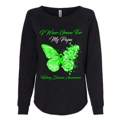 Butterfly I Wear Green For My Papa Ney Disease Awareness Gift Womens California Wash Sweatshirt