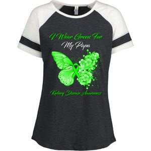 Butterfly I Wear Green For My Papa Ney Disease Awareness Gift Enza Ladies Jersey Colorblock Tee