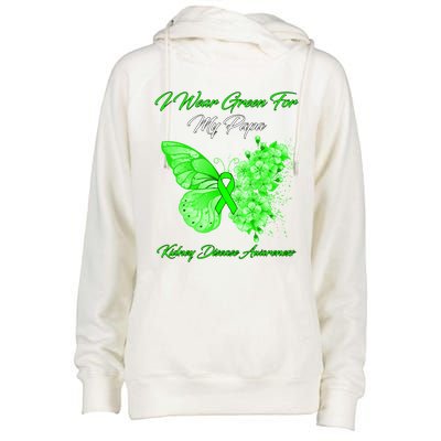 Butterfly I Wear Green For My Papa Ney Disease Awareness Gift Womens Funnel Neck Pullover Hood