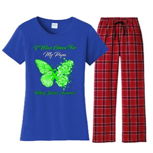 Butterfly I Wear Green For My Papa Ney Disease Awareness Gift Women's Flannel Pajama Set