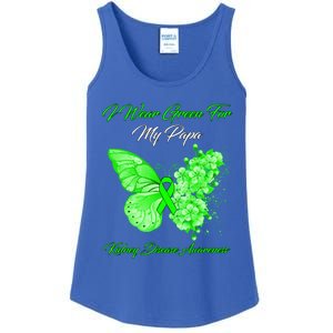 Butterfly I Wear Green For My Papa Ney Disease Awareness Gift Ladies Essential Tank