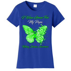 Butterfly I Wear Green For My Papa Ney Disease Awareness Gift Women's T-Shirt