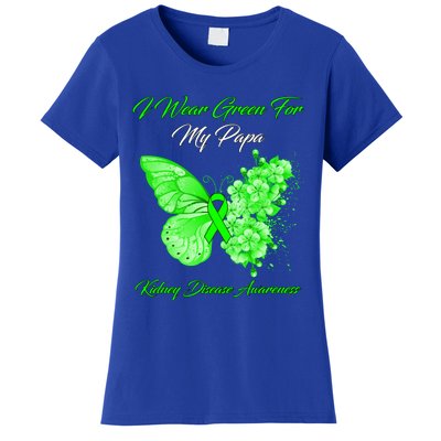 Butterfly I Wear Green For My Papa Ney Disease Awareness Gift Women's T-Shirt