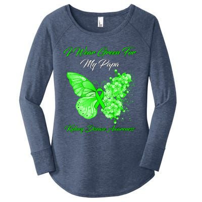 Butterfly I Wear Green For My Papa Ney Disease Awareness Gift Women's Perfect Tri Tunic Long Sleeve Shirt