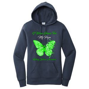 Butterfly I Wear Green For My Papa Ney Disease Awareness Gift Women's Pullover Hoodie