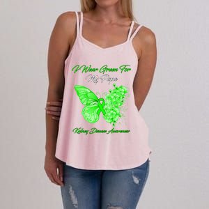 Butterfly I Wear Green For My Papa Ney Disease Awareness Gift Women's Strappy Tank