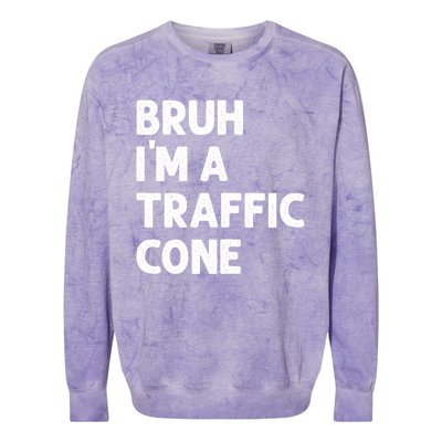 Bruh IM With A Traffic Cone Funny Adult Costume Colorblast Crewneck Sweatshirt