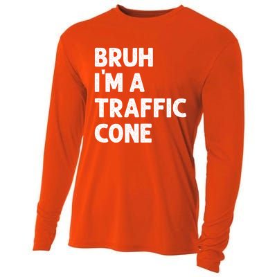 Bruh IM With A Traffic Cone Funny Adult Costume Cooling Performance Long Sleeve Crew