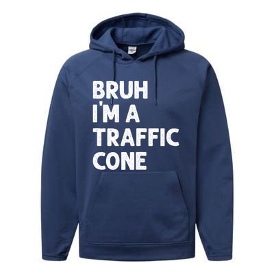 Bruh IM With A Traffic Cone Funny Adult Costume Performance Fleece Hoodie