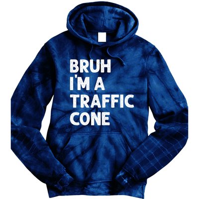 Bruh IM With A Traffic Cone Funny Adult Costume Tie Dye Hoodie