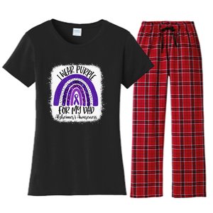 Bleached I Wear Purple For My Dad Alzheimers Awareness Gift Women's Flannel Pajama Set