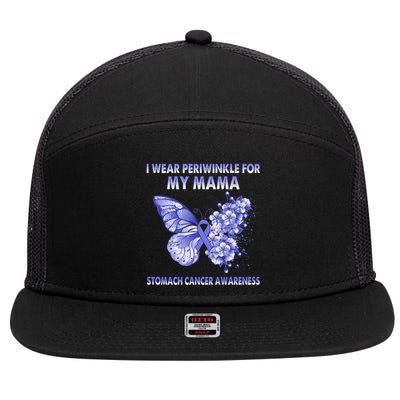 Butterfly I Wear Periwinkle For My Mama Stomach Cancer Gift 7 Panel Mesh Trucker Snapback Hat