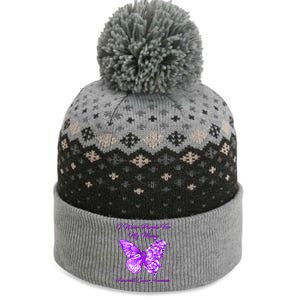 Butterfly I Wear Purple For My Mama Pancreatic Cancer Gift The Baniff Cuffed Pom Beanie