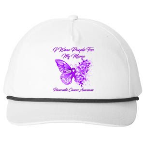 Butterfly I Wear Purple For My Mama Pancreatic Cancer Gift Snapback Five-Panel Rope Hat