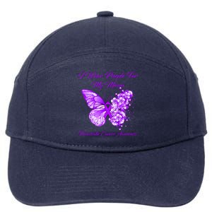 Butterfly I Wear Purple For My Mama Pancreatic Cancer Gift 7-Panel Snapback Hat