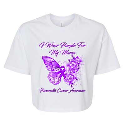 Butterfly I Wear Purple For My Mama Pancreatic Cancer Gift Bella+Canvas Jersey Crop Tee