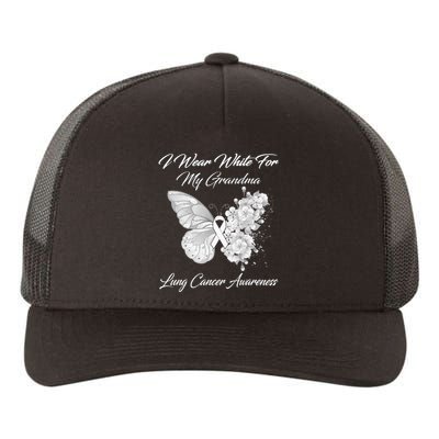 Butterfly I Wear White For My Grandma Lung Cancer Awareness Yupoong Adult 5-Panel Trucker Hat