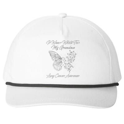 Butterfly I Wear White For My Grandma Lung Cancer Awareness Snapback Five-Panel Rope Hat