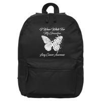 Butterfly I Wear White For My Grandma Lung Cancer Awareness 16 in Basic Backpack