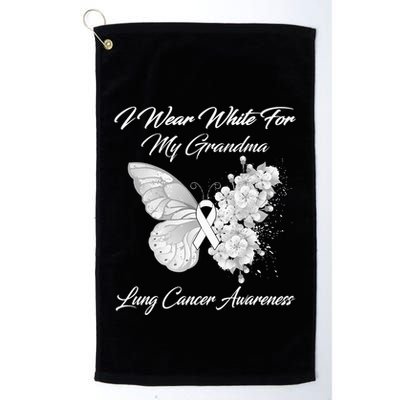 Butterfly I Wear White For My Grandma Lung Cancer Awareness Golf Towel