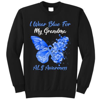 Butterfly I Wear Blue For My Grandma ALS Awareness Sweatshirt