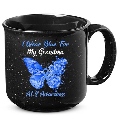 Butterfly I Wear Blue For My Grandma ALS Awareness 15oz Campfire Ceramic Mug