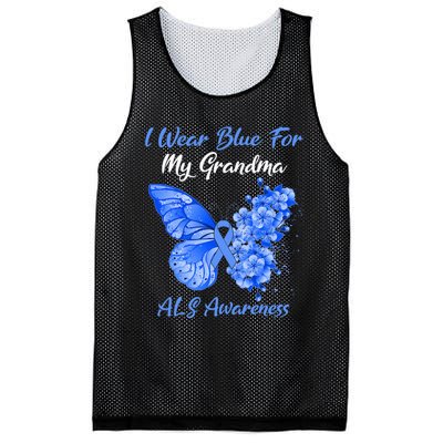 Butterfly I Wear Blue For My Grandma ALS Awareness Mesh Reversible Basketball Jersey Tank